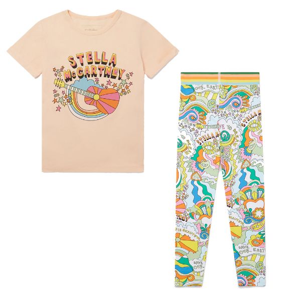 Picture of Stella Mc Cartney Girls Peach & Multi Colour Legging Set