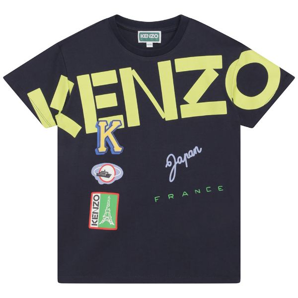 Picture of Kenzo Boys Navy Multi Logo T-shirt