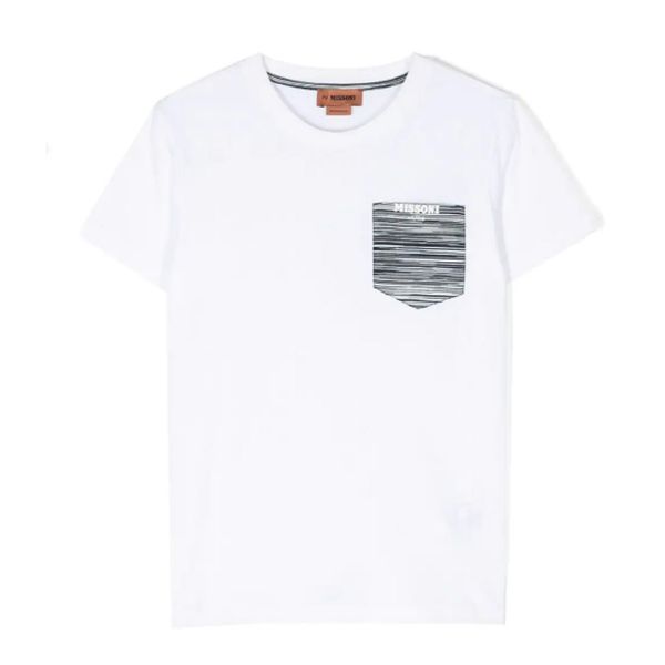 Picture of Missoni Boys White T-shirt With Detailed Pocket