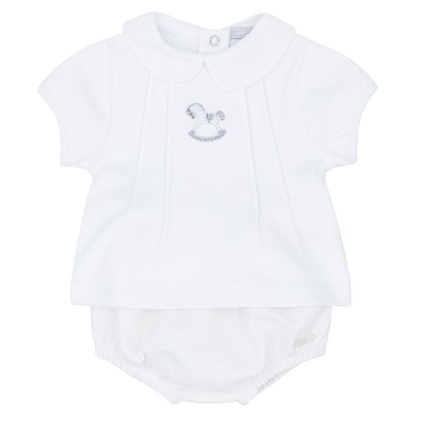 Picture of Blues Baby Boys White Rocking Horse Jam Pants Set