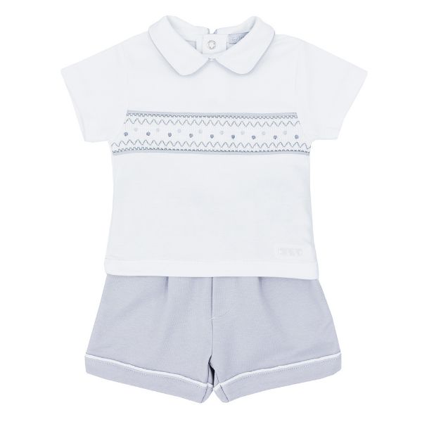 Picture of Blues Baby Boys Grey & White Polo Shirt And Short Set