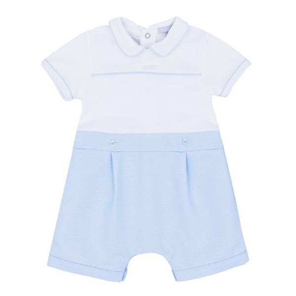 Picture of Blues Baby Boys Blue & White Pique Romper