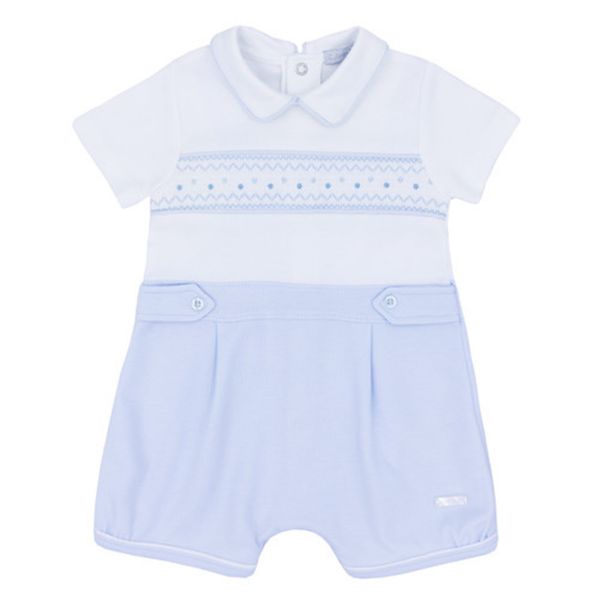 Picture of Blues Baby Boys Blue & White Smocking Romper