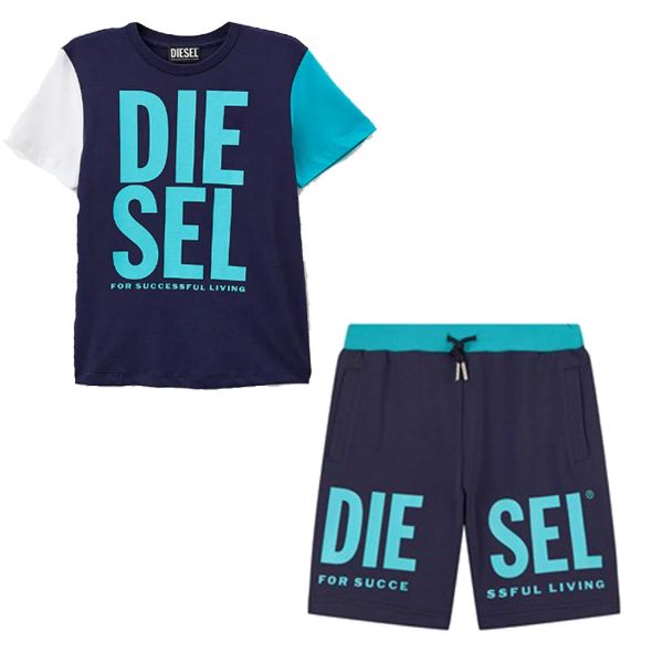 Picture of Diesel Boys Navy & Blue T-shirt And Short Set