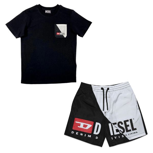 Picture of Diesel Boys Black & White Swim Short Set