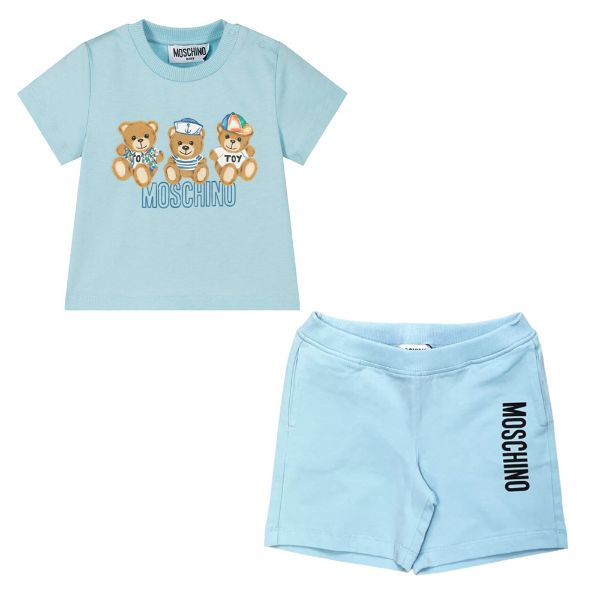 Picture of Moschino Baby Boys Pale Blue Teddy T-shirt & Short Set