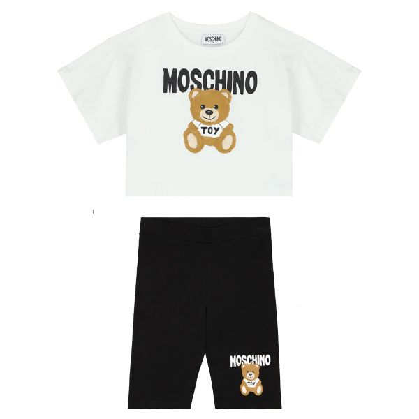 Picture of Moschino Girls Black & White Teddy Cycling Short Set
