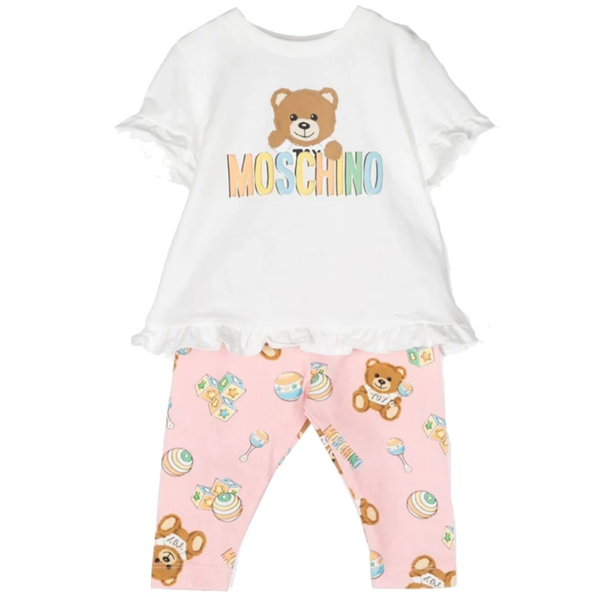 Picture of Moschino Baby Girls White Multi Teddy Legging Set