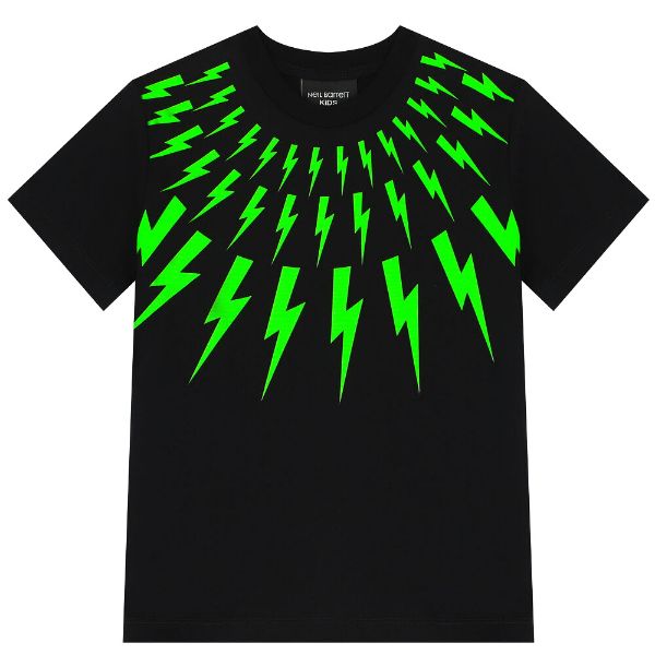 Picture of Neil Barrett Boys Black & Green Bolt T-shirt