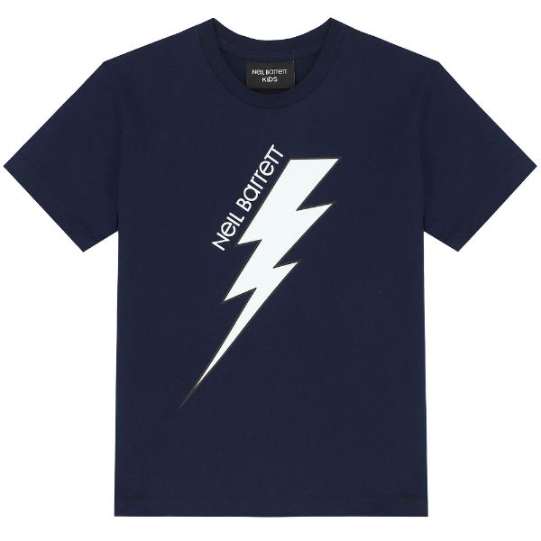 Picture of Neil Barrett Boys Navy Bolt T-shirt