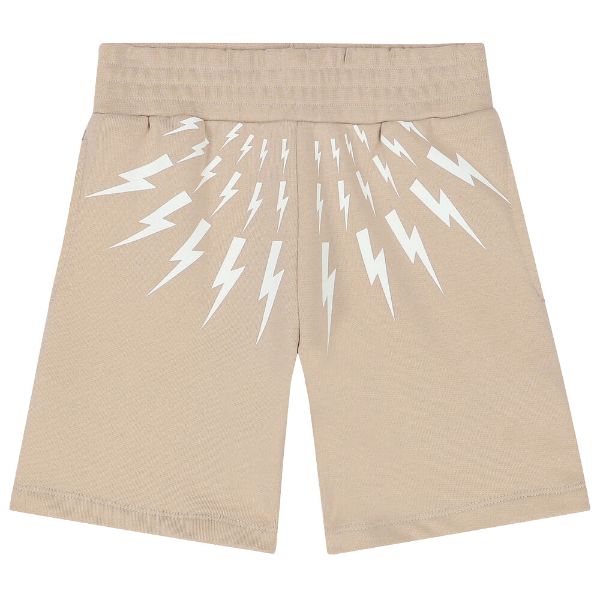 Picture of Neil Barrett Boys Beige Bolt Shorts