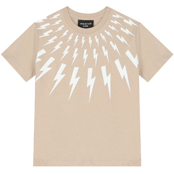 Picture of Neil Barrett Boys Beige Bolt T-shirt