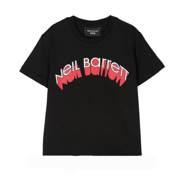Picture of Neil Barrett Boys Black Logo T-shirt