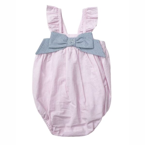 Picture of Balloon Chic Baby Girls Pink Striped Bow Romper
