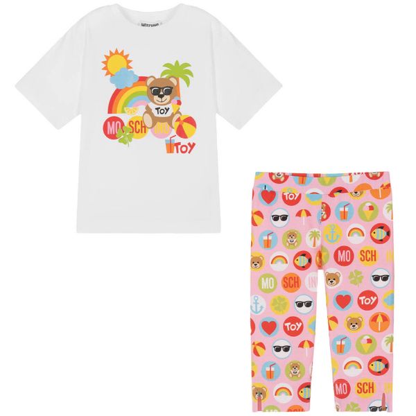Picture of Moschino Girls White & Multi Legging Set