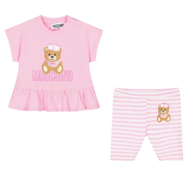 Picture of Moschino Baby Girls Pink & White Teddy Legging Set
