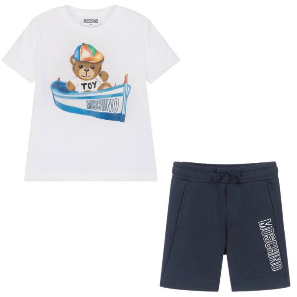 Picture of Moschino Boys Navy & White 'Pirate' Short Set