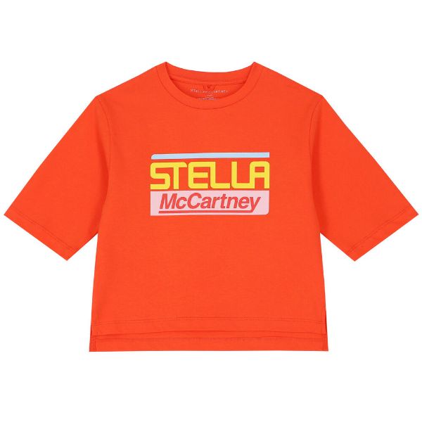 Picture of Stella Mc Cartney Girls Orange Logo Crop Top