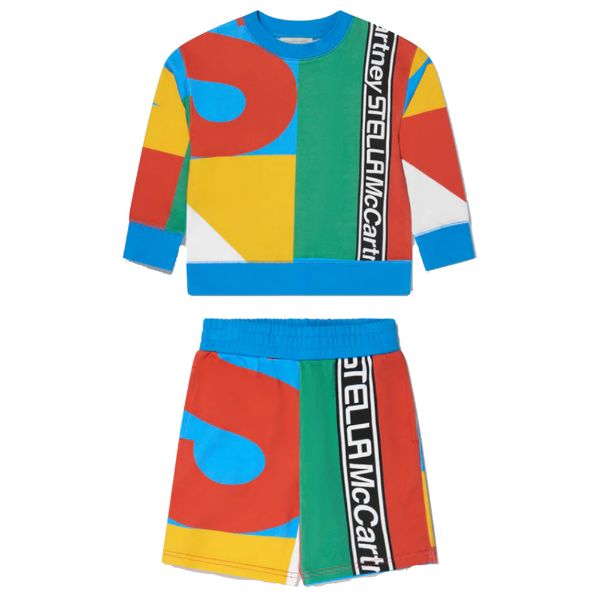 Picture of Stella Mc Cartney Boys Multi Logo Sweatshirt & Short Set