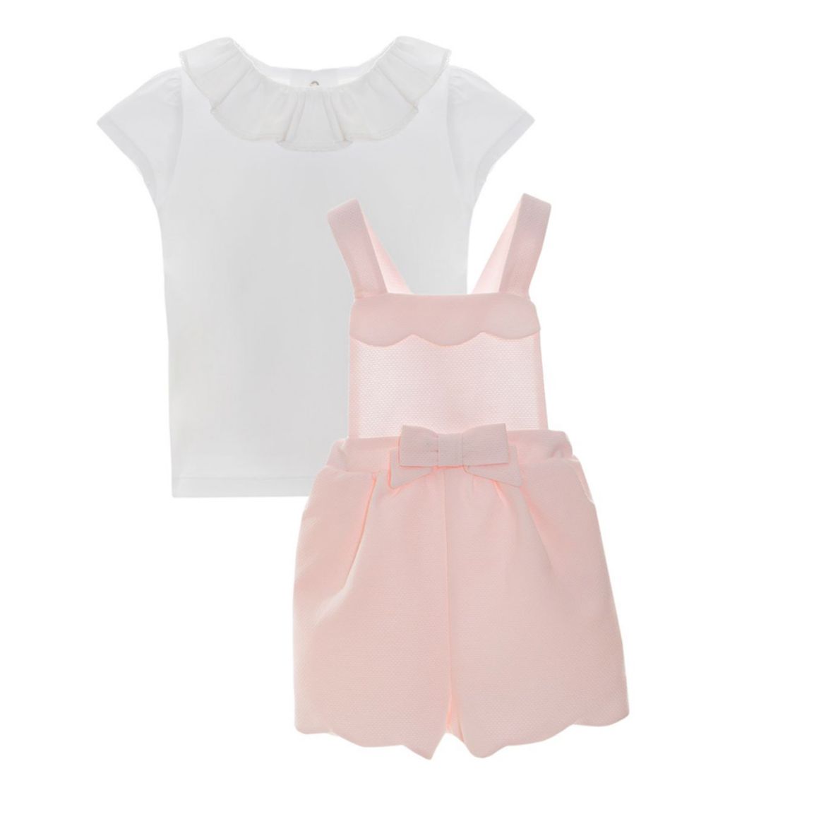 Picture of Patachou Girls Pink & White Dungaree Set