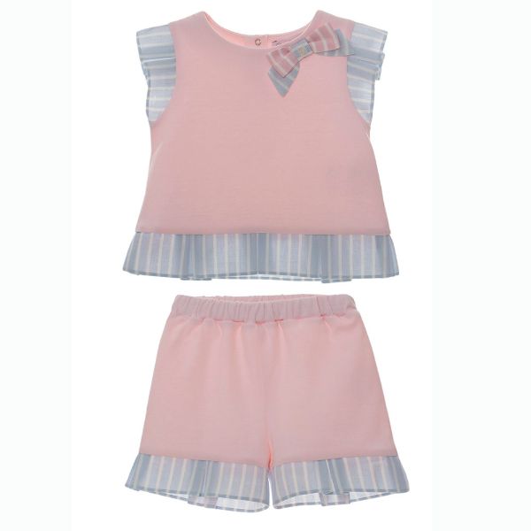 Picture of Patachou Girls Pink & Blue Stripe Short Set