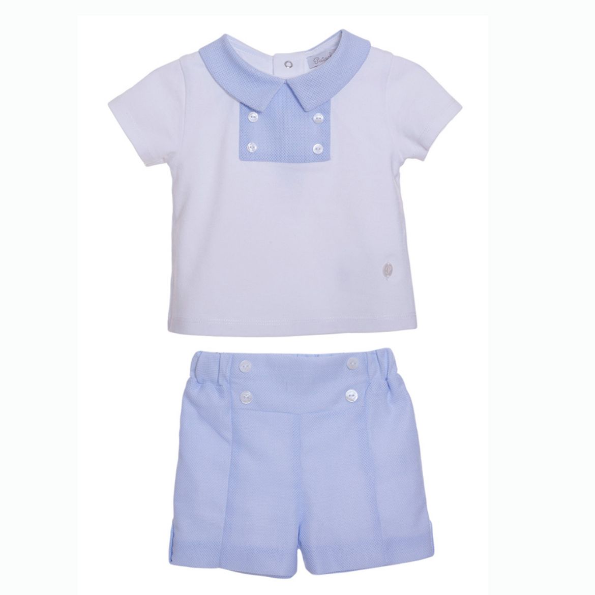 Picture of Patachou Baby Boys Blue & White Polo And Short Set