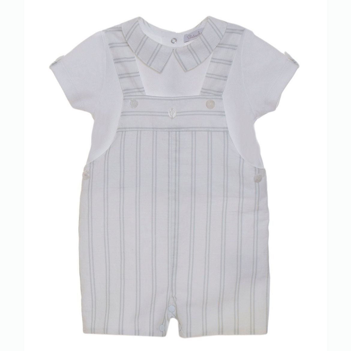 Picture of Patachou Baby Boys Grey & White Dungaree Set
