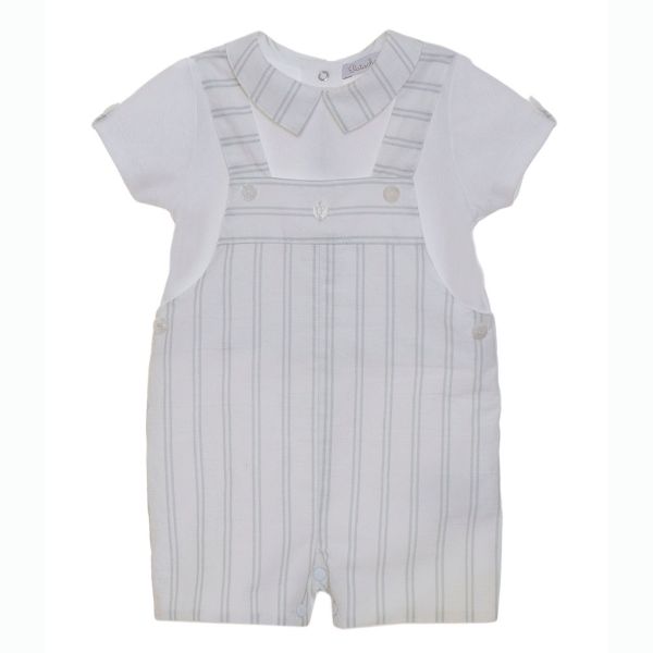 Picture of Patachou Baby Boys Grey & White Dungaree Set