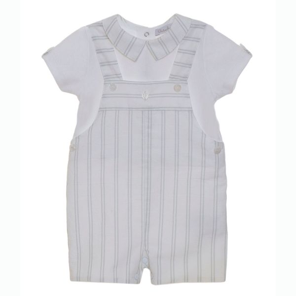 Picture of Patachou Baby Boys Grey & White Dungaree Set