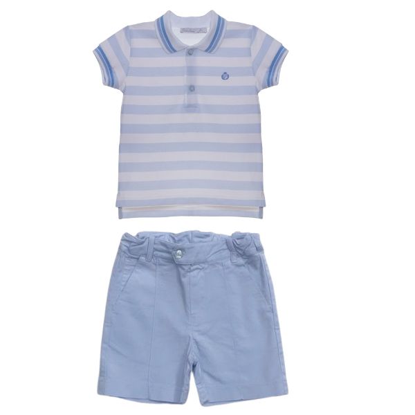Picture of Patachou Boys Pale Blue & White Stripe Polo And Short Set