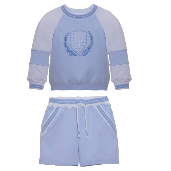 Picture of Patachou Boys Pale Blue And White Sweatshort Set