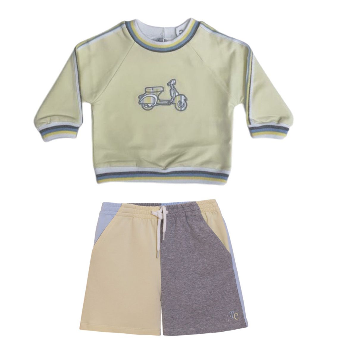 Picture of Patachou Boys Yellow & Grey Sweatshort Set