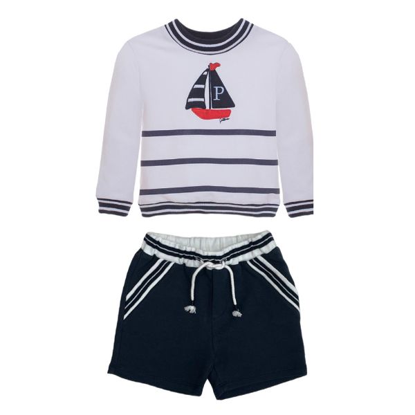 Picture of Patachou Boys Navy & White Sweatshort Set