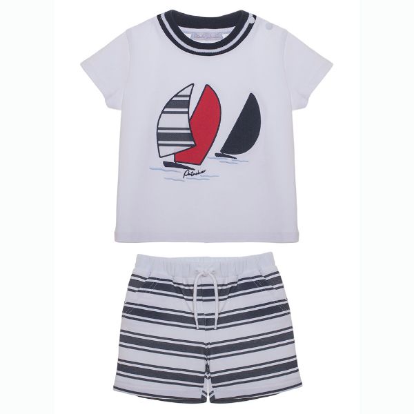 Picture of Patachou Boys Navy & White T-shirt And Short Set