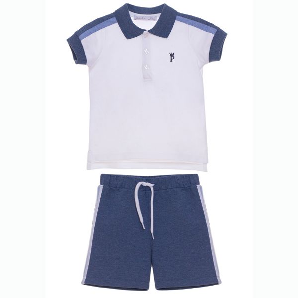 Picture of Patachou Boys Blue & White Polo And Short Set