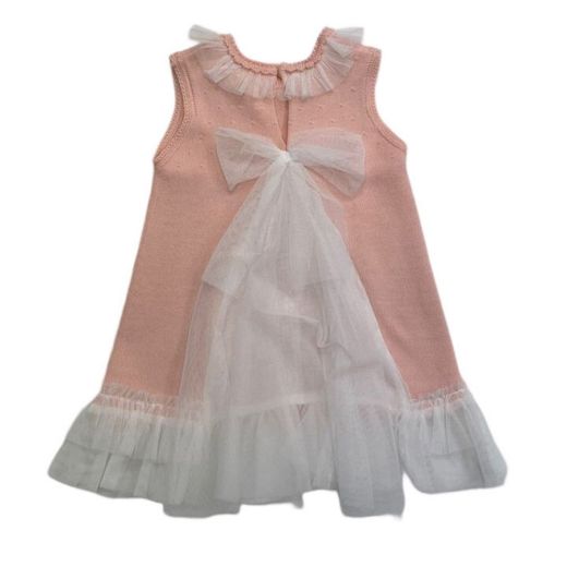 Picture of Granlei Girls Coral Knitted Tule & Bow Dress 