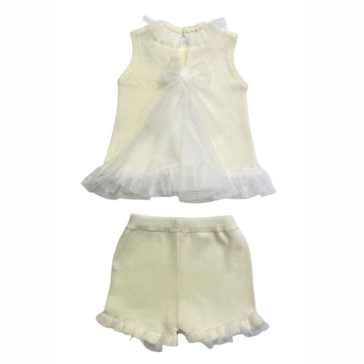 Picture of Granlei Girls Lemon Knitted Tule & Bow Short Set