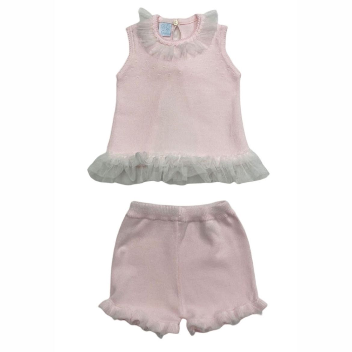 Picture of Granlei Girls Pink Knitted Tule & Bow Short Set