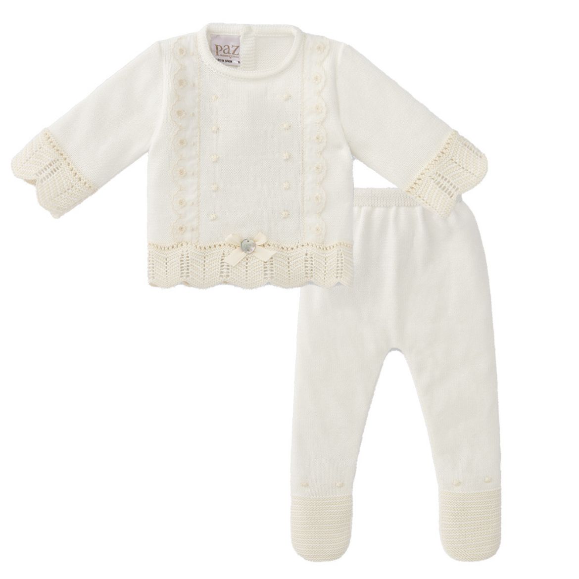 Picture of Paz Rodriguez Cream Knitted 2 Piece Set 
