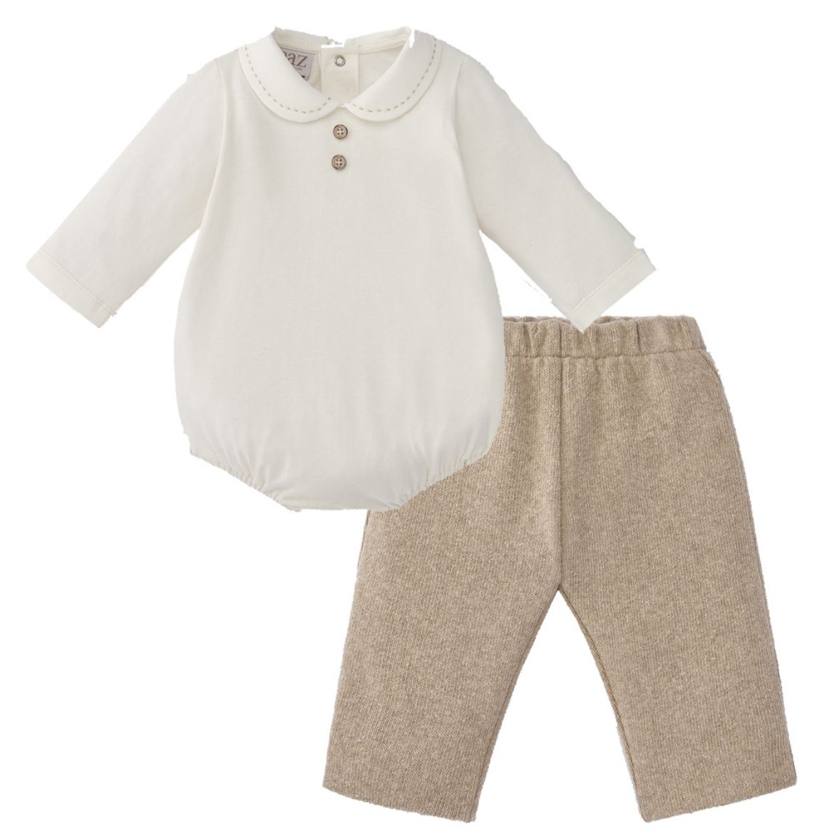 Picture of Paz Rodriguez Boys Cream & Beige 2 Piece Set