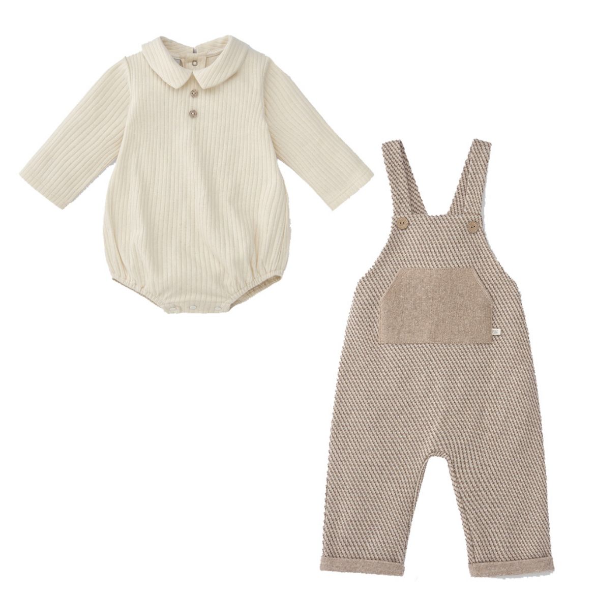 Picture of Paz Rodriguez Boys Cream & Beige Dungaree Set