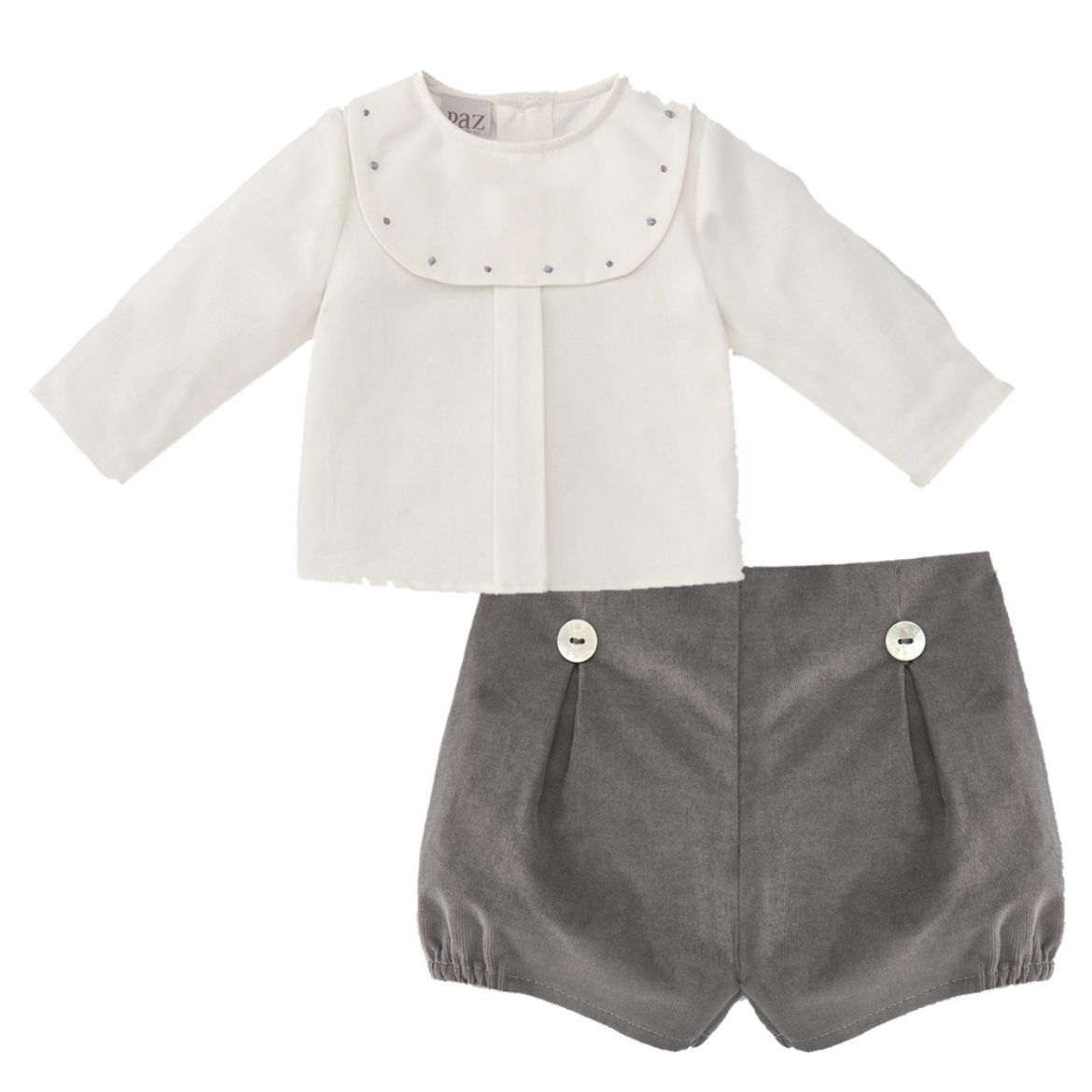 Picture of Paz Rodriguez Boys Cream & Grey Short Set