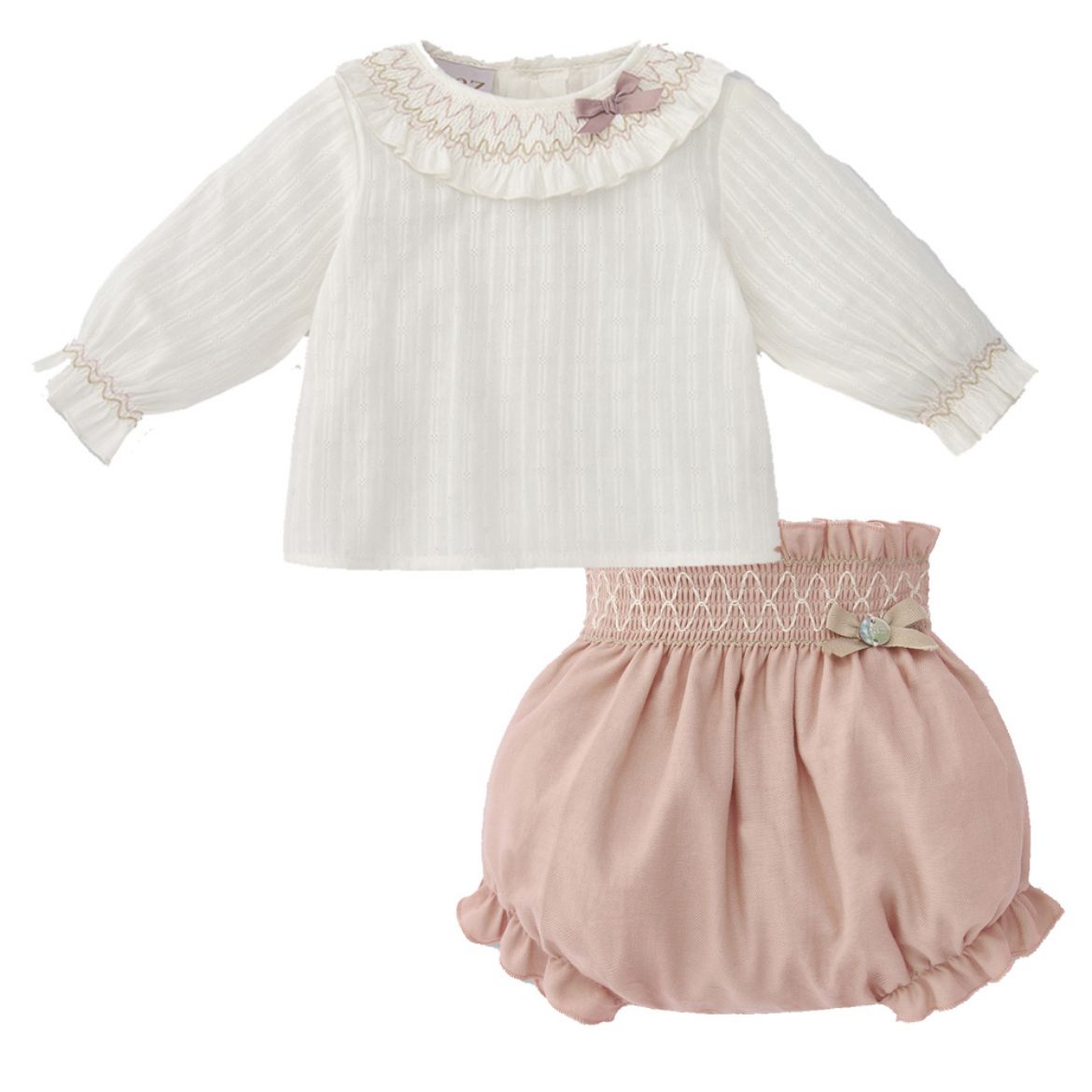 Picture of Paz Rodriguez Girls Cream & Pink Set