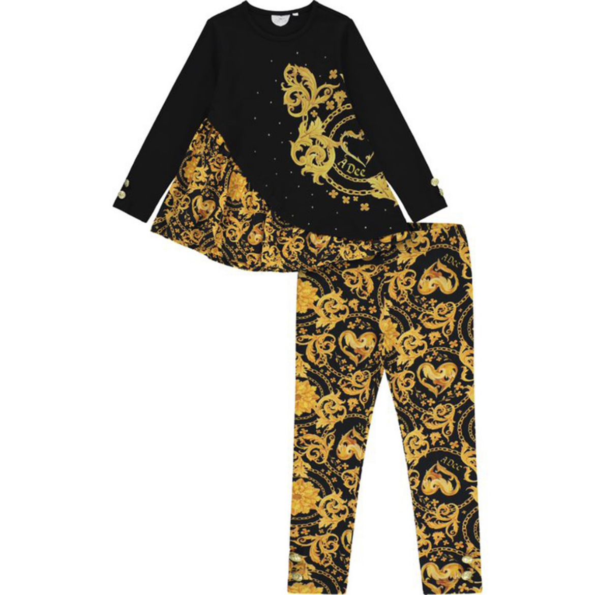 Picture of A Dee Girls 'Babs' Black Baroque Legging Set