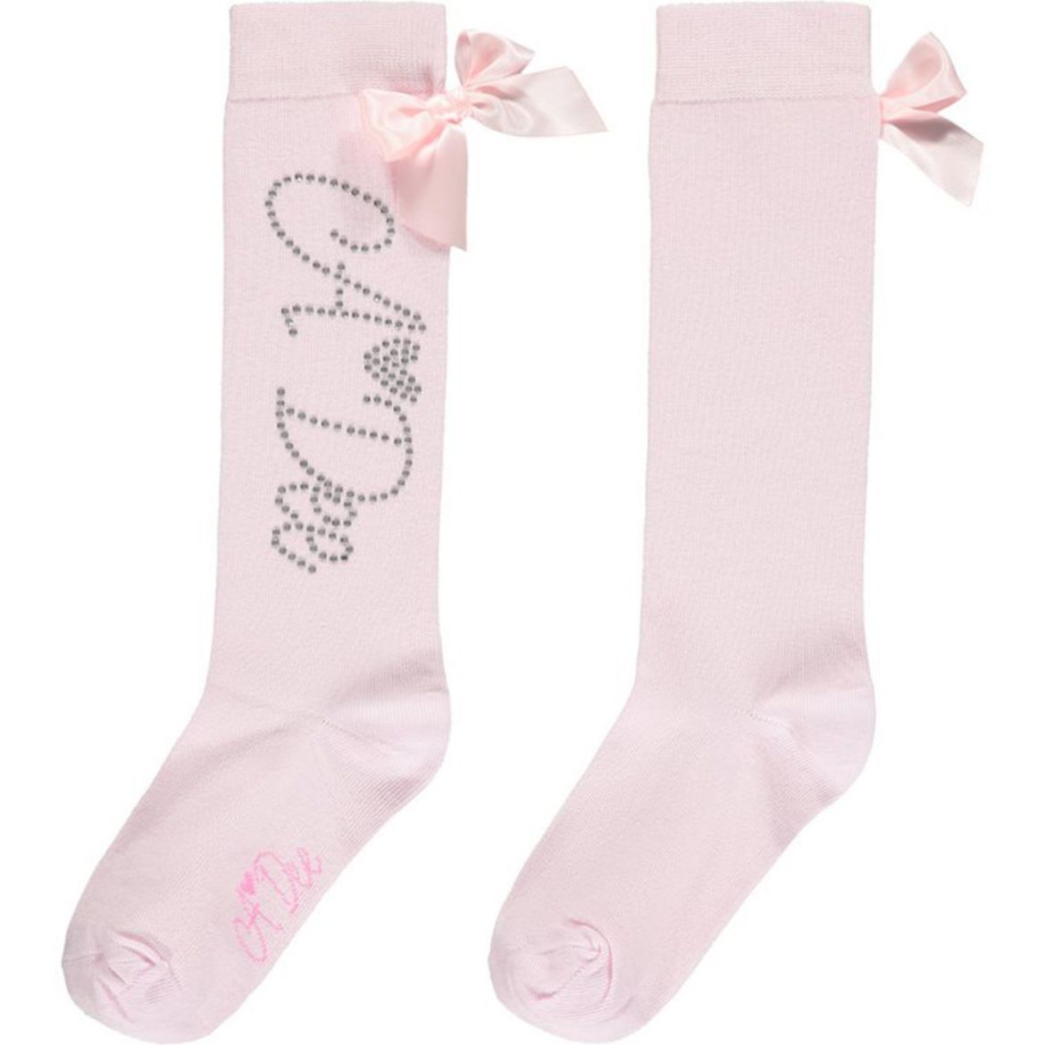 Picture of A Dee Girls Annabella Pale Pink Diamante Knee Socks