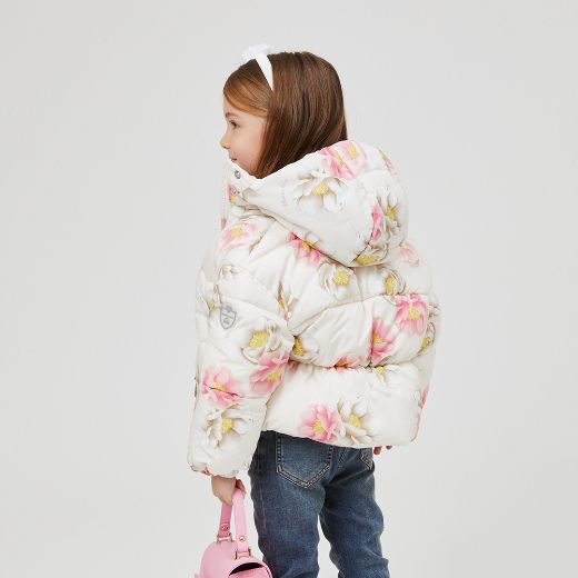 Picture of Monnalisa Girls Cream Flower Coat