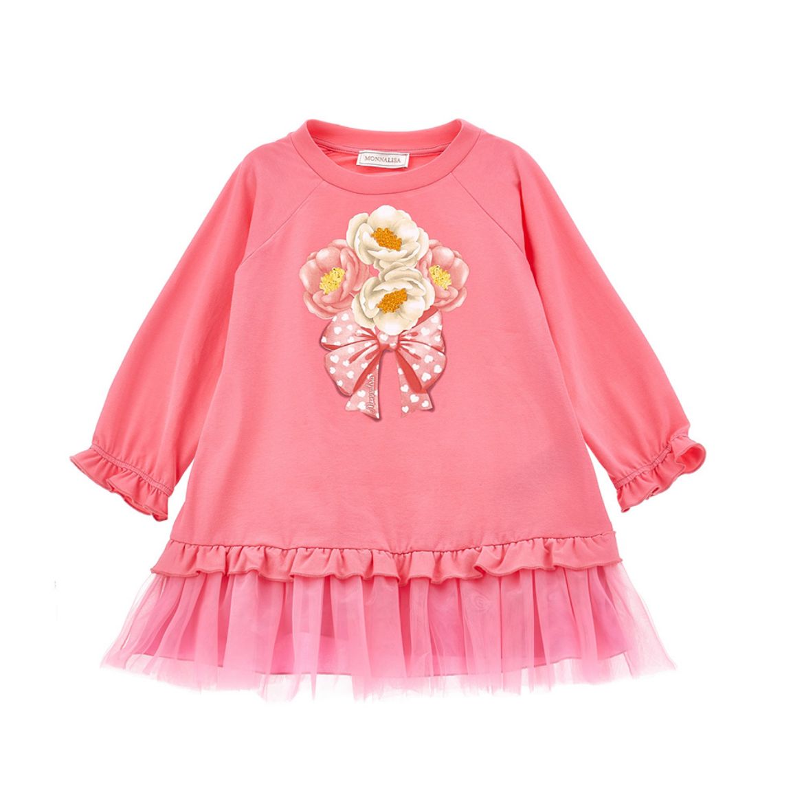 Picture of Monnalisa Girls Pink Flower Jersey Dress