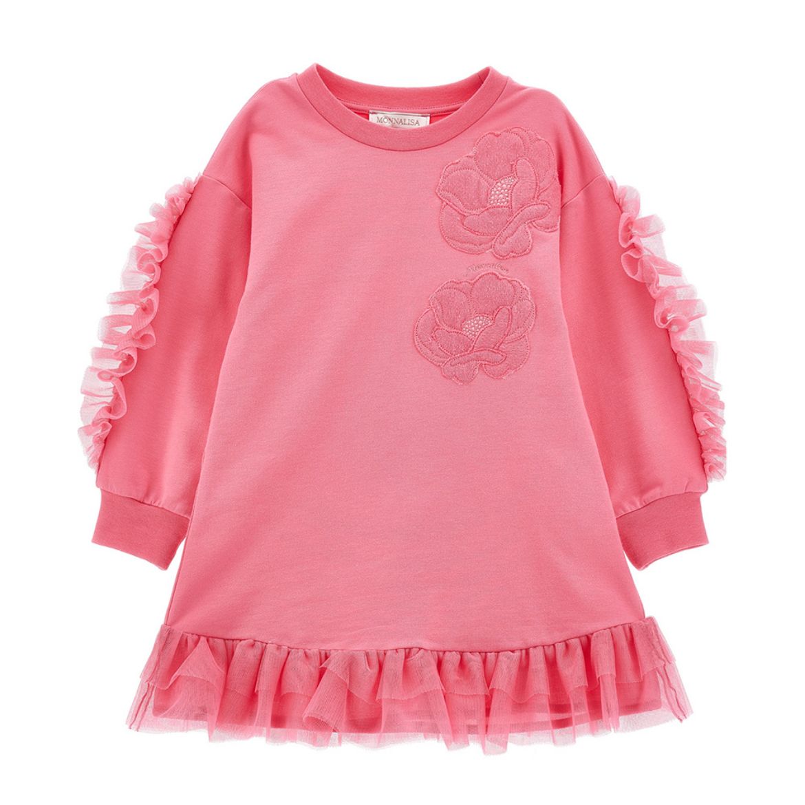 Picture of Monnalisa Girls Pink with Tulle Jersey Dress