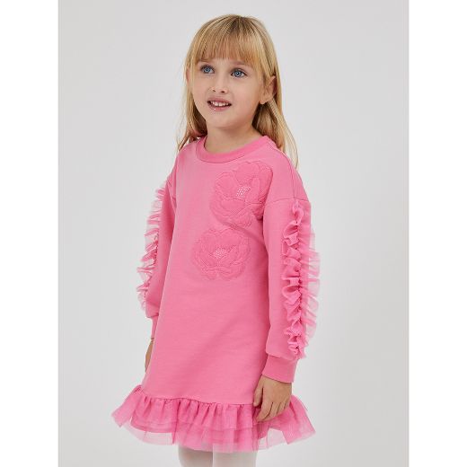 Picture of Monnalisa Girls Pink with Tulle Jersey Dress