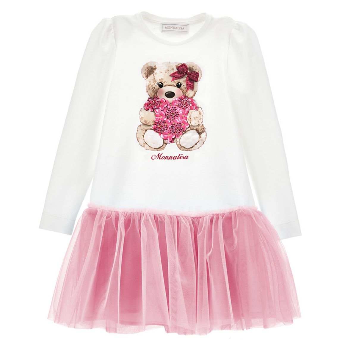 Picture of Monnalisa Girls Teddy Dress with Pink Tulle